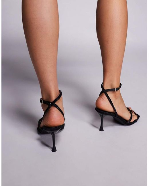 SIMMI Black Simmi London Wide Fit Eleonora Kitten Heel Sandals