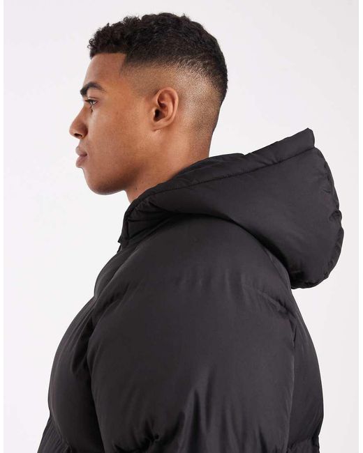 ASOS Black Longline Puffer Jacket for men