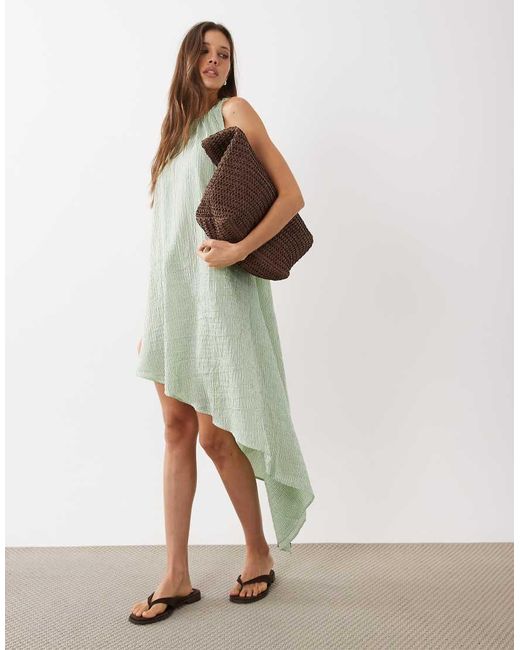 ASOS Green Asymmetric Hem Volume Mini Dress