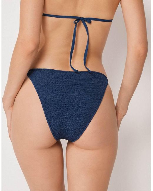Calzedonia Blue Tie Bikini Bottoms Crinkle Waves