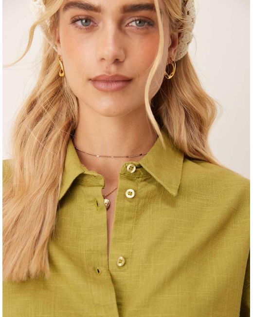 ASOS Oversized Overhemd Met Linnenlook in het Green