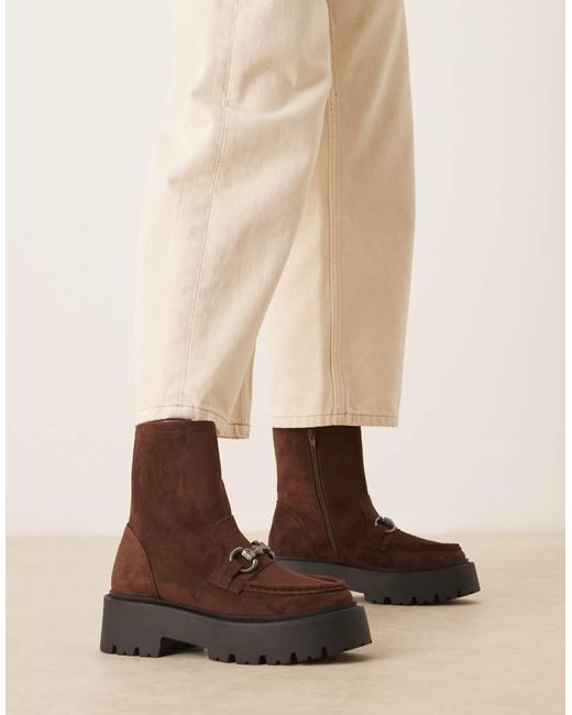 ASOS Brown April Chunky Loafer Ankle Boots