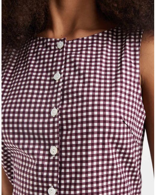Motel Purple Miriam Drop Waist Midaxi Button Detail Dress