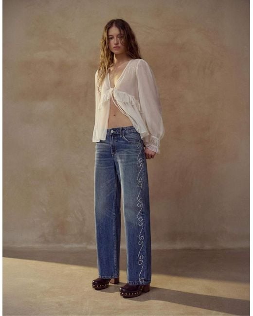 Pull&Bear Natural Ruffled Blouse