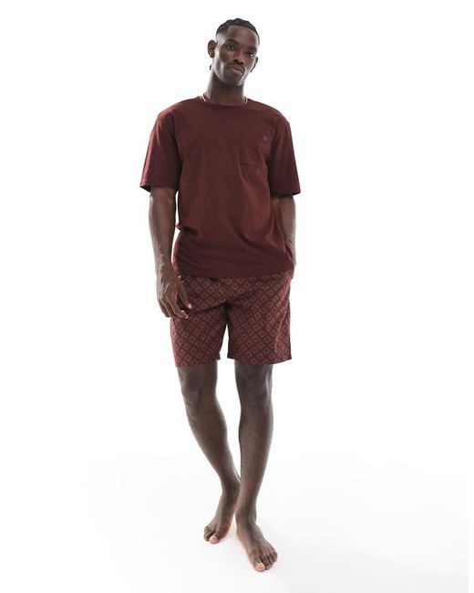 Calvin Klein Red Ck Established Sleep Short Set for men