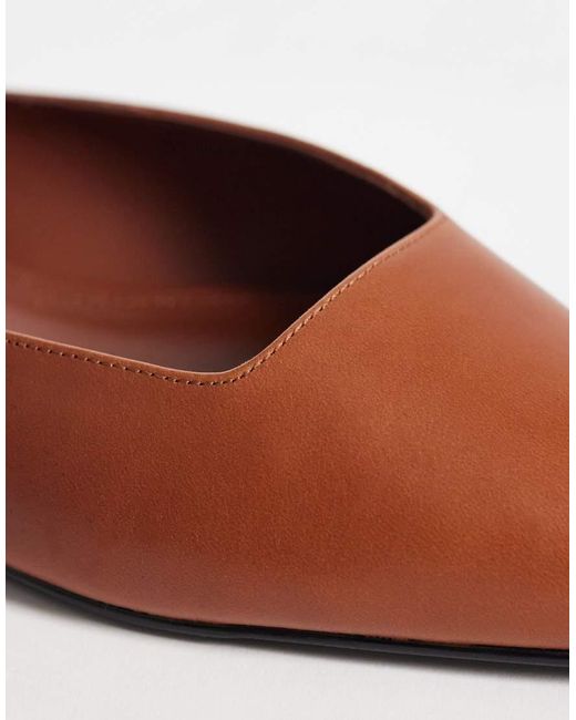 & Other Stories Brown Real Leather Strap Ballerina Flats With Real Suede Lining