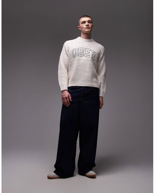 Obey – college-strickpullover in Gray für Herren