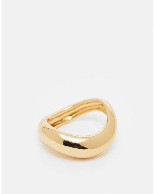 Anello Placcato 14 K Con Design Ondulato di ASOS in Metallic