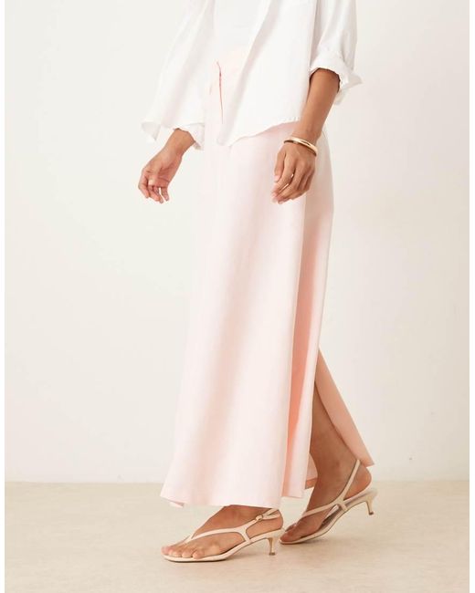 ASOS Natural Linen Blend Tailored Maxi Skirt