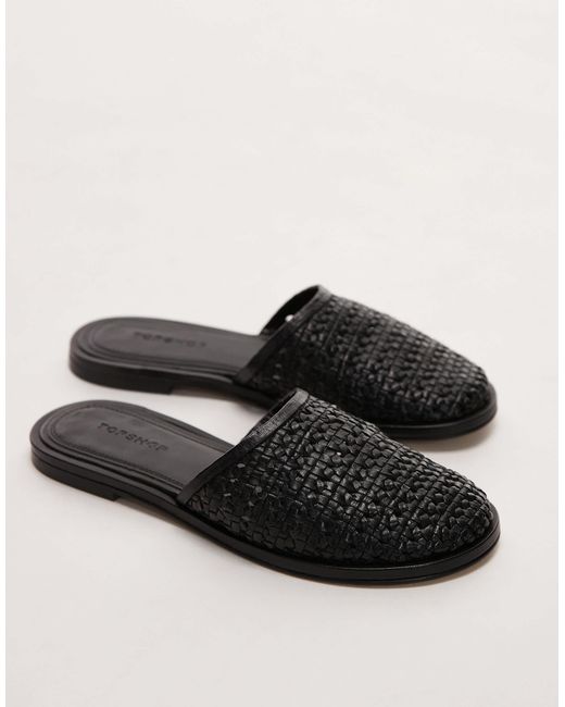 TOPSHOP Brown – bobby – gewebte leder-clogs