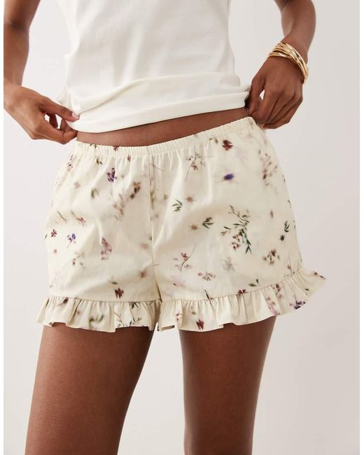 ASOS Natural Frill Hem Shorts