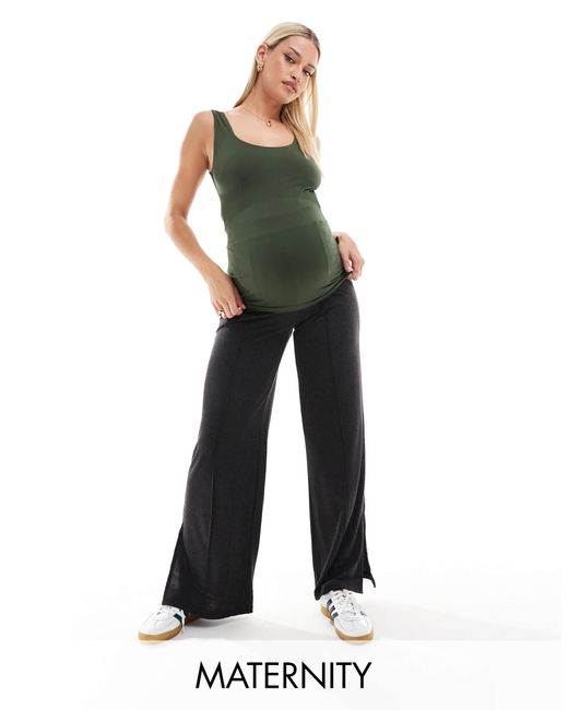 Mama.licious Gray Mamalicious Maternity Over The Bump Trousers With Pintuck