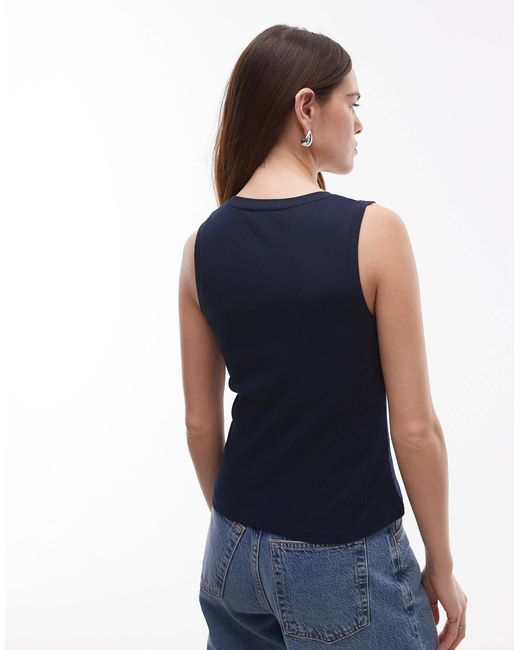 Tommy Hilfiger Blue Script Rib Tank Top