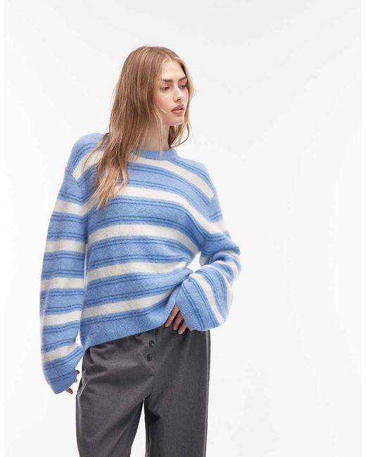 & Other Stories Blue Wool And Alpaca Blend Crew Neck Jumper