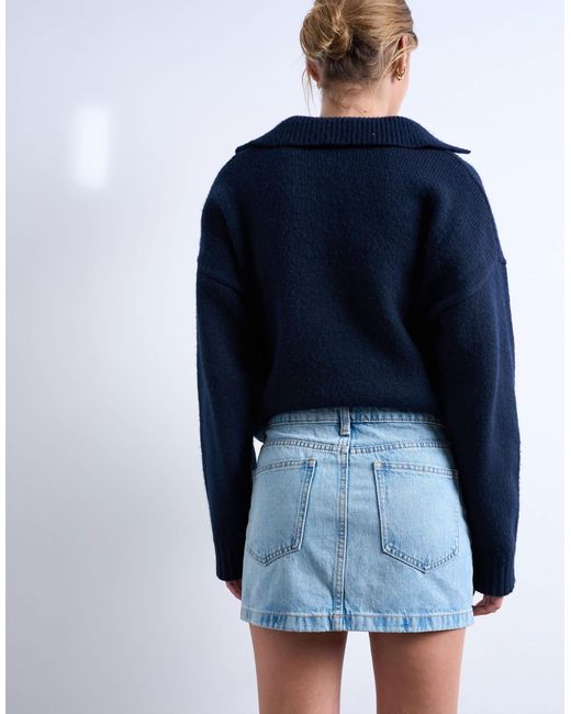 TOPSHOP Blue – volant-minirock aus denim