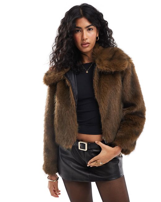 Pull&Bear Brown – kunstpelzjacke
