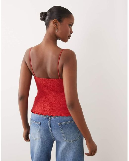 ASOS Shirred Cami Top With Ruffle Hem