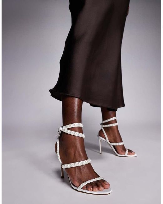 Steve Madden White Teena Strappy Pearl High Heels