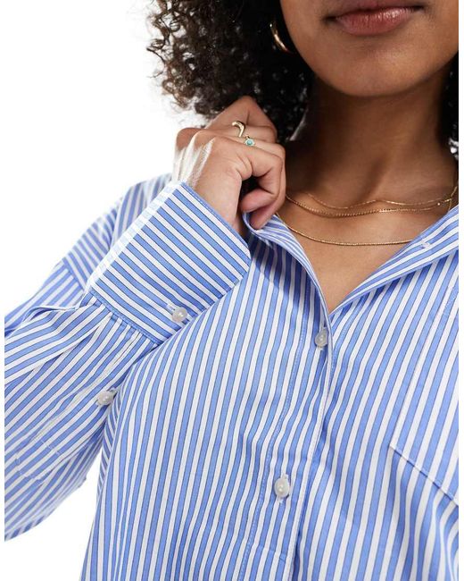 JJXX Blue Jamie Oversized Poplin Shirt