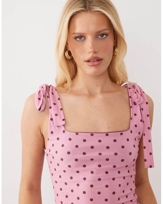 Miss Selfridge Pink Tie Shoulders Top