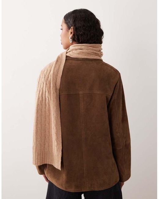 Polo Ralph Lauren Brown Icon Logo Cable Knit Scarf
