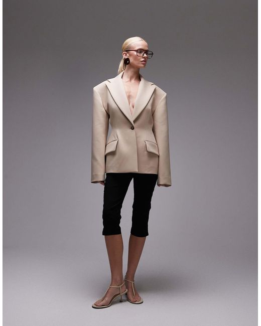 ASOS Natural – taillierter blazer camel
