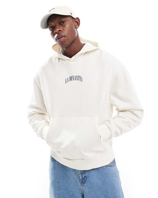 Felpa Squadrata Oversize Color Pietra Con Cappuccio E Stampa Davanti E Dietro di ASOS in Gray da Uomo