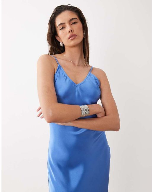 ONLY Blue V-neck Midaxi Dress