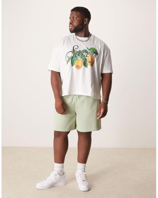 ASOS Natural Mid Length Waffle Short for men