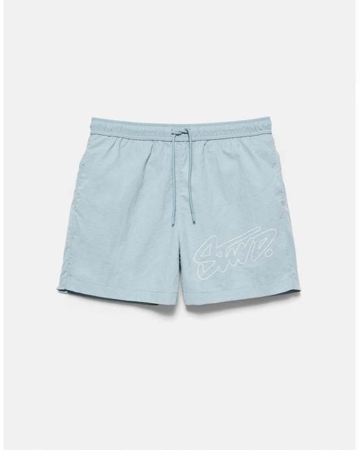 Pull&Bear Black Stwd Board Shorts for men