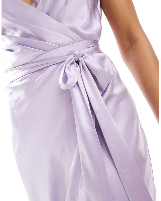 ASOS Purple Satin Cami Wrap Midaxi Dress