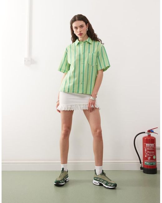Collusion Green Boxy Linen-blend Shirt