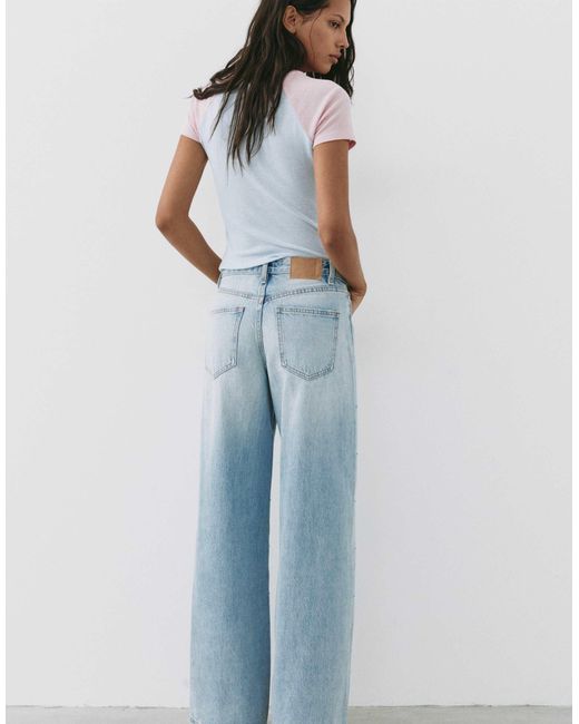 Jean large à strass pâle Pull&Bear en coloris Blue