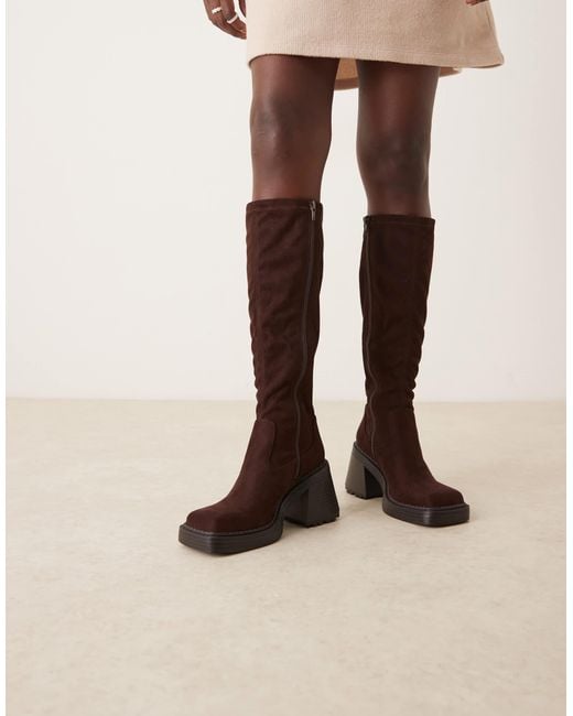 ASOS Natural Charly Heeled Knee Boots