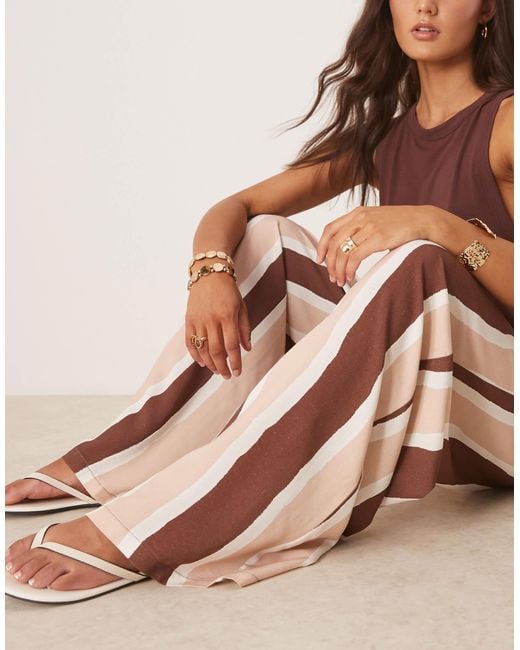 ASOS Brown Linen Blend Pull On Trouser
