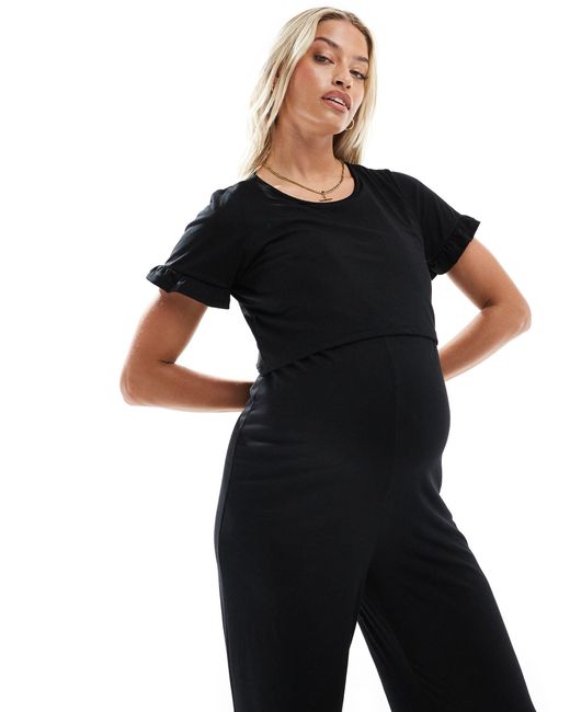 Mama.licious Blue Mamalicious Maternity Double Layer Jumpsuit With Nursing Functionality