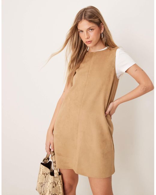Robe blazer sans manches en daim - fauve Abercrombie & Fitch en coloris Natural