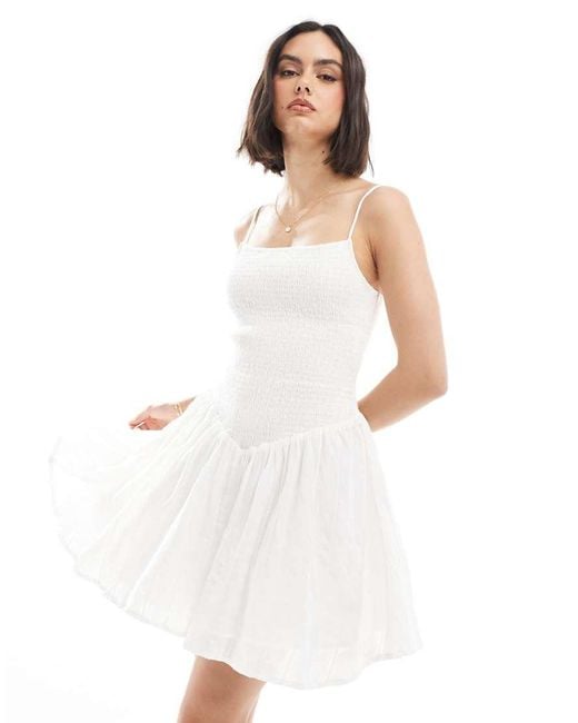 Stradivarius White Str Mini Dress