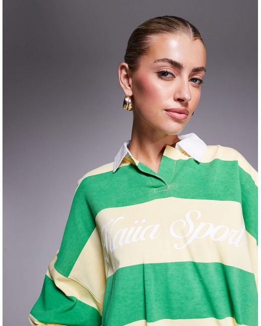 Kaiia Green Sport Oversized Rugby Shirt