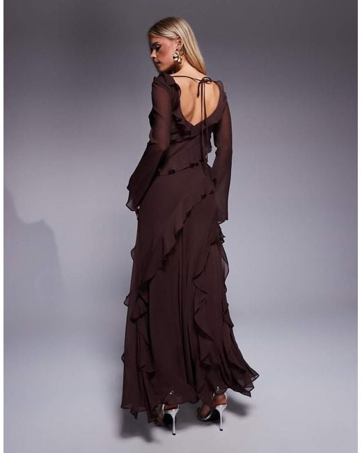 Vestito A Maniche Lunghe Cioccolato Con Gonna Al Polpaccio di Forever New in Purple