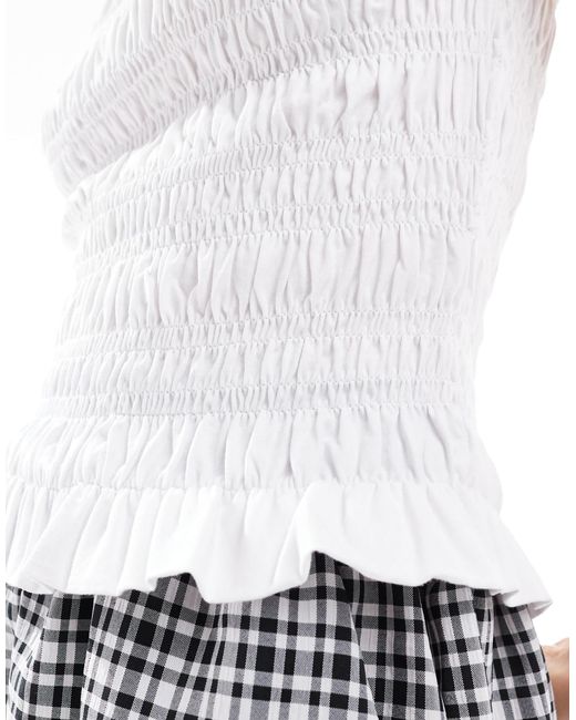 ASOS White – ärmelloses, unregelmäßig gesmoktes tanktop