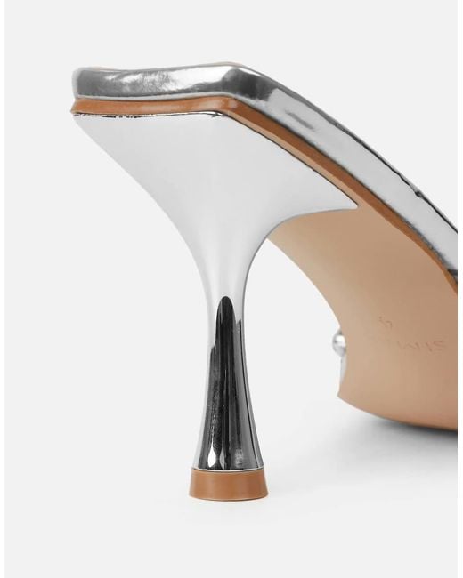 SIMMI Brown Blushing Diamante Mid Heel Mules Wide Fit