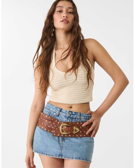 Ceinture large cloutée Stradivarius en coloris Blue