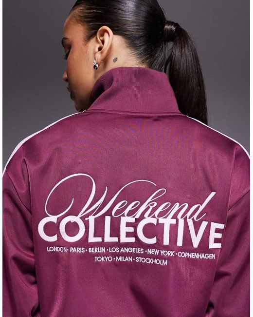 ASOS Purple Weekend Collective Co-ord Zip Through Poly-tricot Tracksuit Top