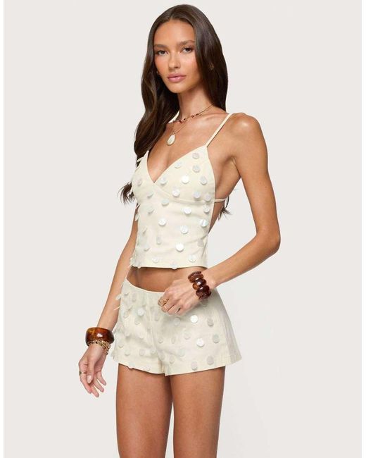 Edikted Natural Arielle Iridescent Backless Top