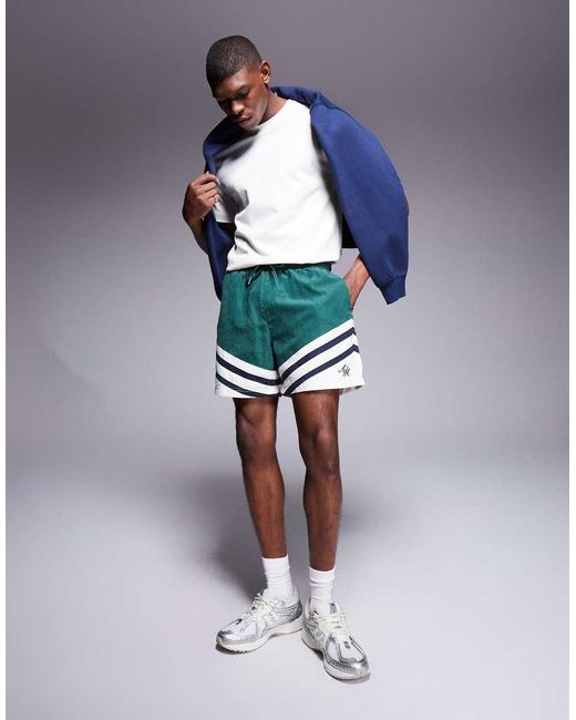 Pantalones Cortos Verdes Con Diseño Color Block Y Logo De Alma de Ace de hombre de color Blue