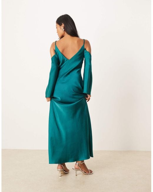 ASOS Blue Asos design petite – langärmliges camisole-maxikleid aus satin