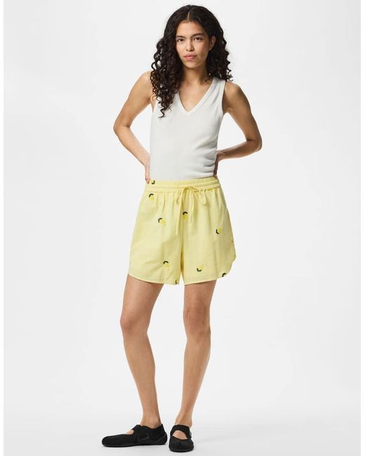 Pieces Yellow Shorts