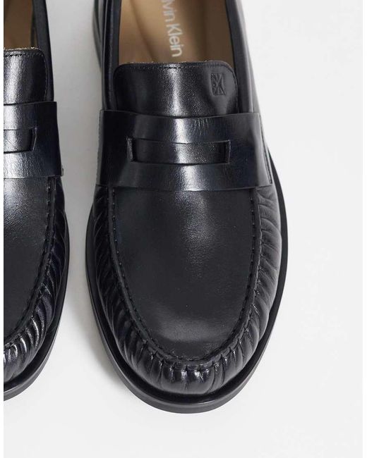 Calvin Klein Blue Real Leather Loafers for men