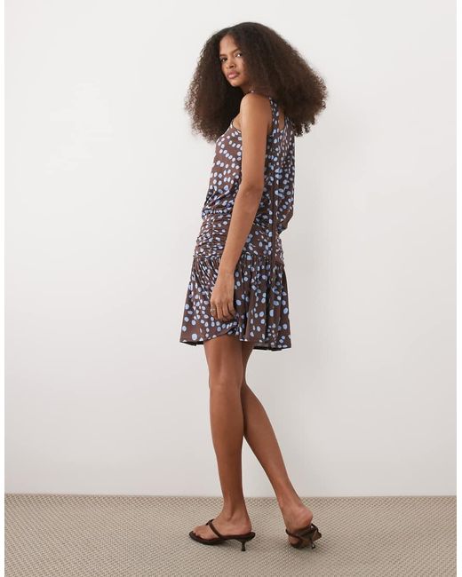 ASOS Multicolor Neck Tie Detail With Full Skirt Mini Dress